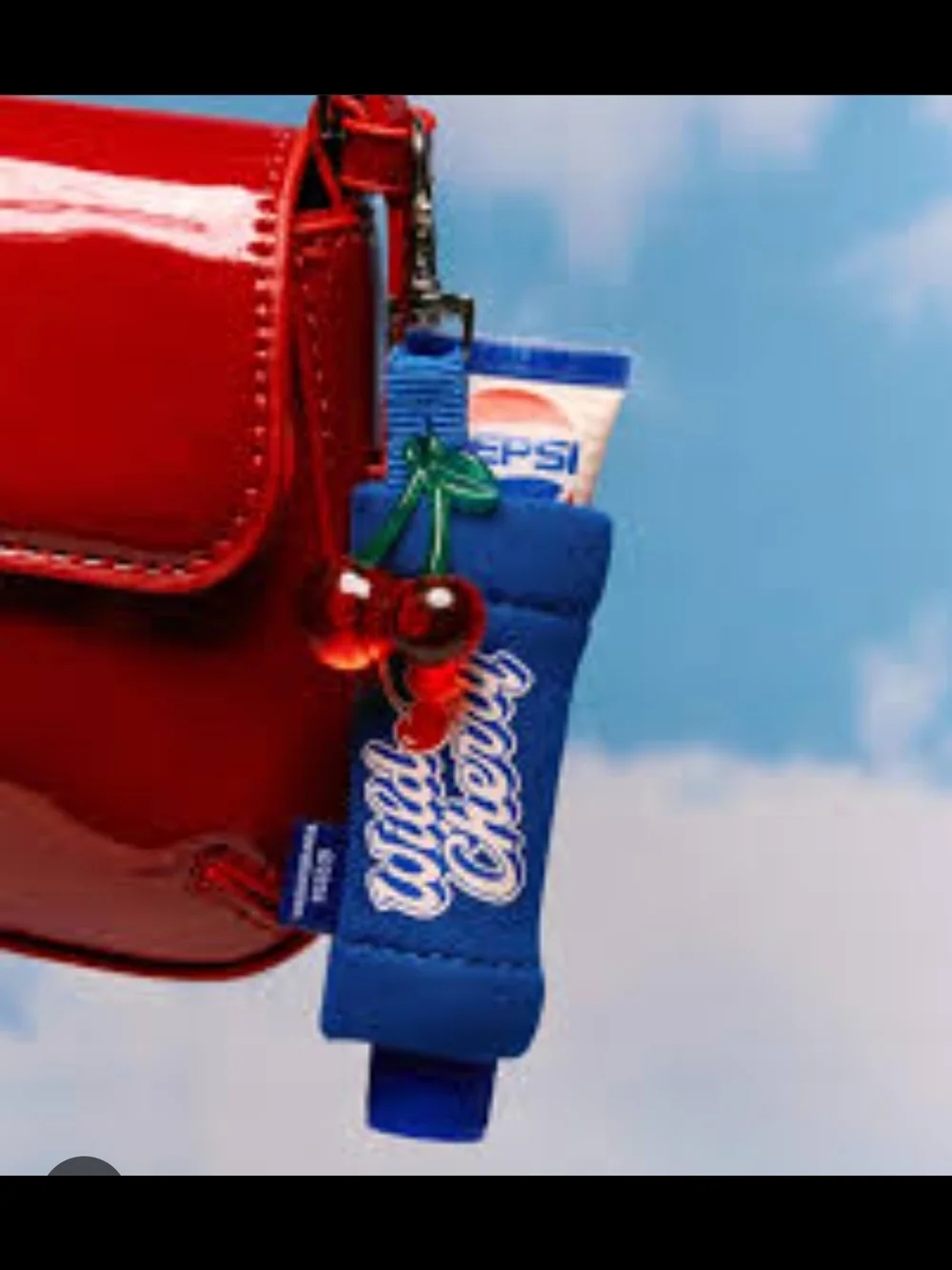 Vacation x Wild Cherry Pepsi Lip Sleeve Keychain/Bag Charm with Cherry Charm -